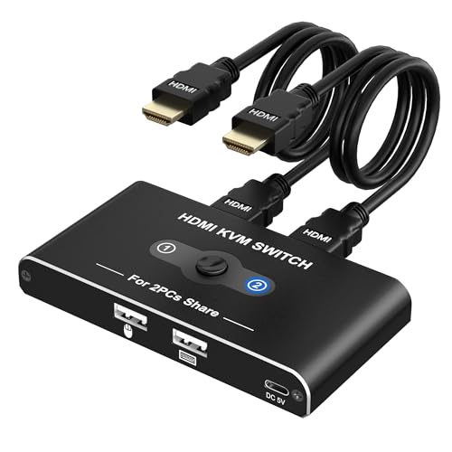 USB 切替器 KVMスイッチ HDMI 2入力1出力 パソコン2台モニター1台切り替え パソコン2台 キーボード/マウス/ディスプレイ1台共有