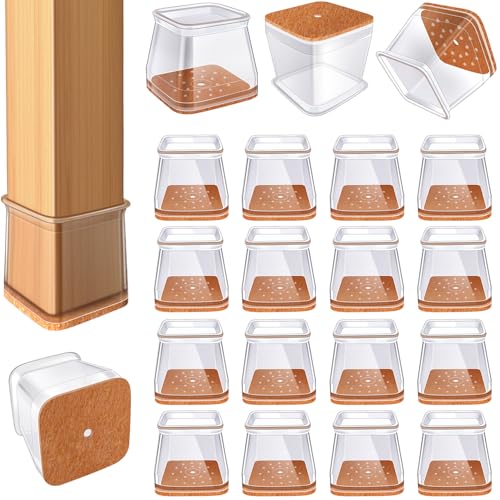 VIUME 椅子脚カバー 四角 椅子あしキャップ シリコン クリアー 騒音 きず防止 滑り止め レフィル付きフェルトシート 角脚用 16個セット