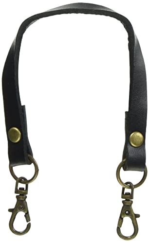 日本紐釦貿易Nippon Chuko 本革 口金用持ち手 1本手 アンティークゴールド W約8mm×H約22cm 黒 MAW17-B-..
