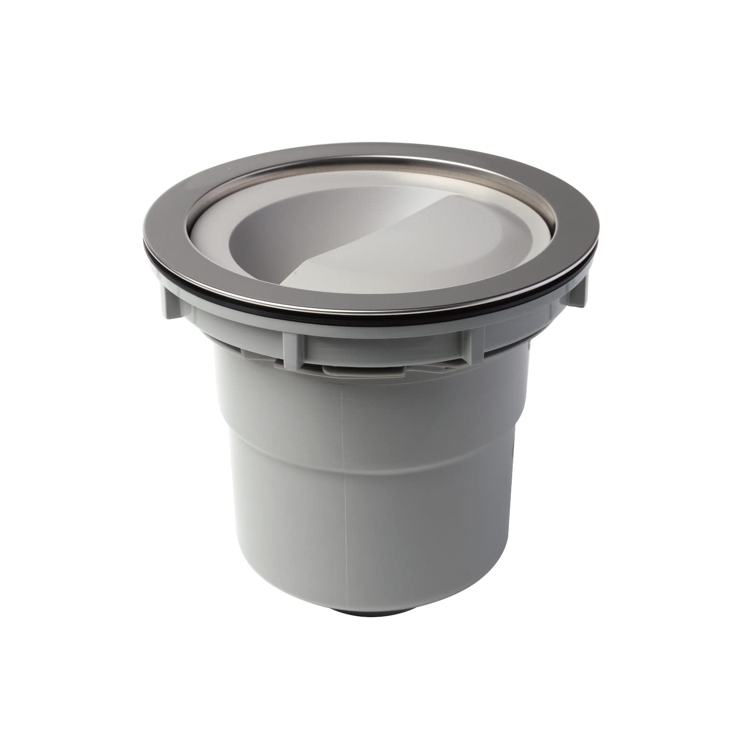 Belca 流し台 浅型 排水トラップ基本セット 下向き排水・プラスチック製浅型ゴミカゴタイプ 直径外径18×高さ17.2cm グレー BL規格