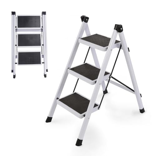 BEYOURCHOI 脚立 3段 脚立 鉄 折りたたみ 脚立 軽量 足場台 持ち運び便利 滑り止め付き ステップ台 安全 多機能 脚立 折りたた