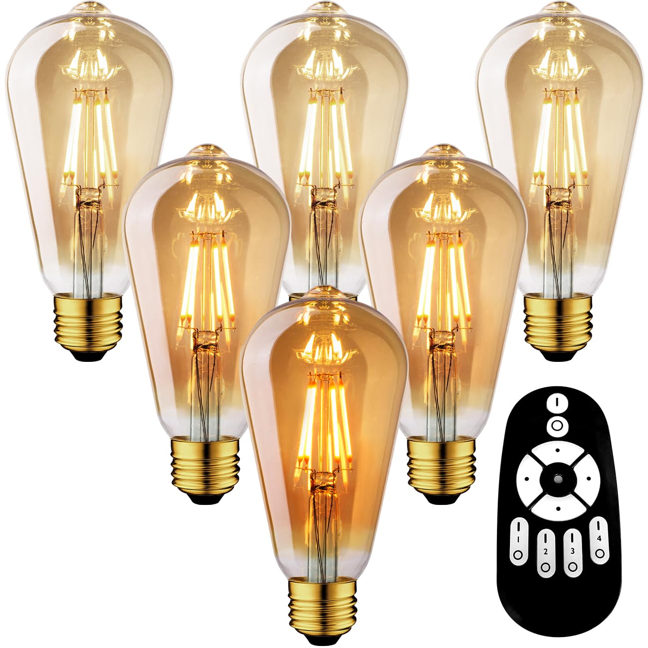 乐天商城 - UEWIT LED電球 6個セット エジソン電球 E26口金 600LM 6W（60W形相当） リモコン付き 透明全方向タイプ 高輝度 led照