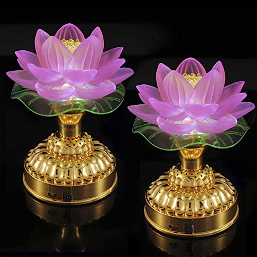 蓮の花 蓮華灯 蓮花 造花 光る蓮の花 仏花 ロータス 7色変化 蓮華 2個セット 2WAY給電対応USB・電池 はすはな インテリア照明 お盆