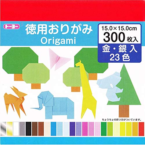 トーヨー 折り紙 徳用おりがみ 15cm角 23色 300枚入 090204のサムネイル