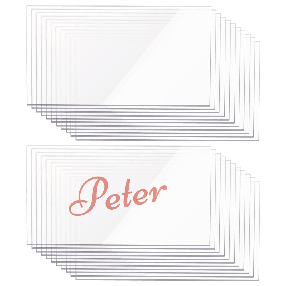 BENECREAT 20枚90x49.5x3mm透明アクリル板 長方形アクリルシート 保護紙付き 看板 キーホルダー 置物 ..