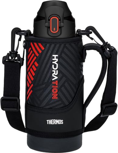 サーモス 水筒 真空断熱スポーツボトル 800ml ブラックオレンジ 保冷専用 子供用 ポーチ付き 肩に優しいストラップ FJS-800F BK