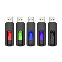 USBメモリ 16GB 5個セット USB 2.0 フラッシュメモリ伸縮式 16ギガバイト サムドライブ ースティック ペンドライブ 5色(黒
