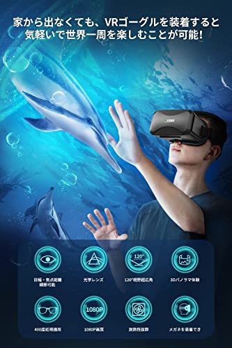 vrゴーグル&超広視角&スマホ用WEIPAI VRゴーグル スマホ用 120°視野角 1080PHD 非球面光学レンズ VRヘッドセット 放熱性