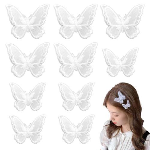 PAVIKE レースヘアクリップ（10個セット）蝶 ヘアピン 蝶 ヘアクリップ 可愛い ヘアアクセサリー レー..