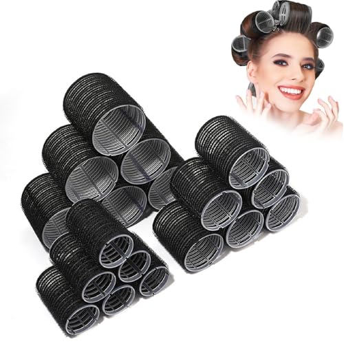 ZeniMart 手巻きカーラー 前髪カーラー 48mm、60mm 8個入り 前髪ヘアロール 大きめ 黒 マジックカーラ..