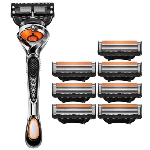 SZSL 髭剃り カミソリ（ホルダー+替刃8コ）5枚刃 ひげそり 髭剃り セキュリティ 肌を傷つけない こする..