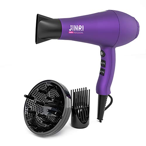 JINRI ドライヤー hair dryer ヘアドライヤー 1200W ノズル付き 6段階風温＆風量調節 速乾 大風量 マイ..