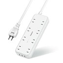 延長コード 2m 電源タップ usb付き テーブルタップ 8個AC口 3USBポート TESSAN タコ足配線 oaタップ 蛸足コンセント 雷ガ(2)