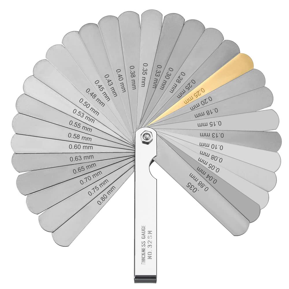 Bestgle32枚組シックネスゲージ 隙間ゲージ厚さ 薄さ測定 ステンレス鋼製定規 ストリングアクションル..