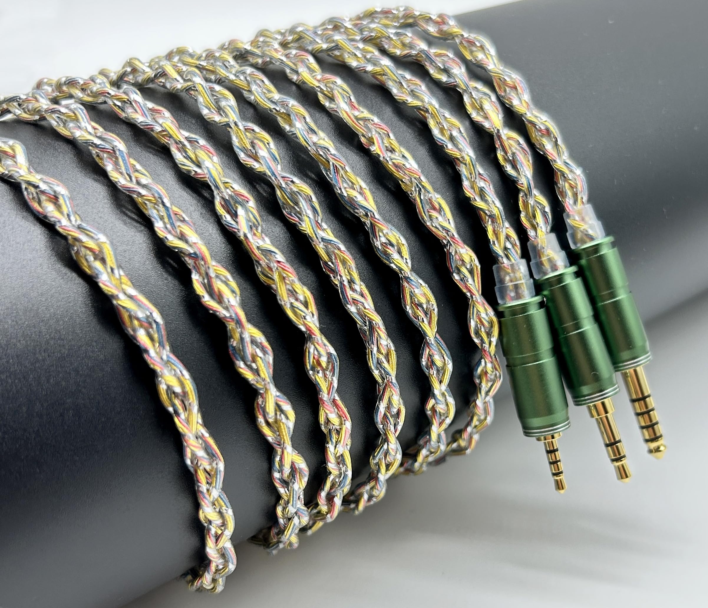 JSHiFi-FairyMMCX4.4mmリケーブルバランス 金メッキと銀メッキと銅混合&銀箔線材 4.4mm交換ケーブル MMCXイヤホンアッ