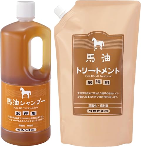 アズマ商事の　馬油トリートメントとシャンプーの　詰替え用　各1000ml