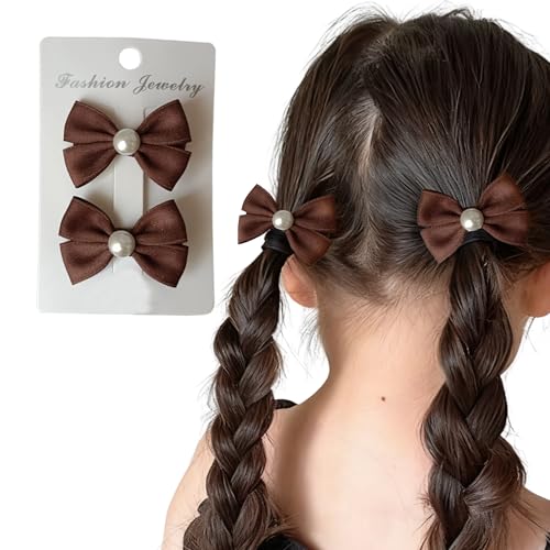 GFun リボン ヘアアクセ ヘアクリップ ヘアリボン 子供 キッズ 小さめ 2個セット パール 髪飾り ヘアアレンジ 発表会 入園式 卒園式