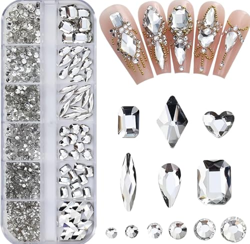 LeTradeJP ネイルパーツ12種類 約1130個入り ネイルアートパーツ ラインストーン ガラスストーン DIYネ..