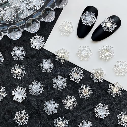 Sucodver ネイルパーツ 雪の結晶 雪 ネイルストーン 雪 冬 ゆき 雪花 立体 透明 ふゆ クリア キラキラ ..