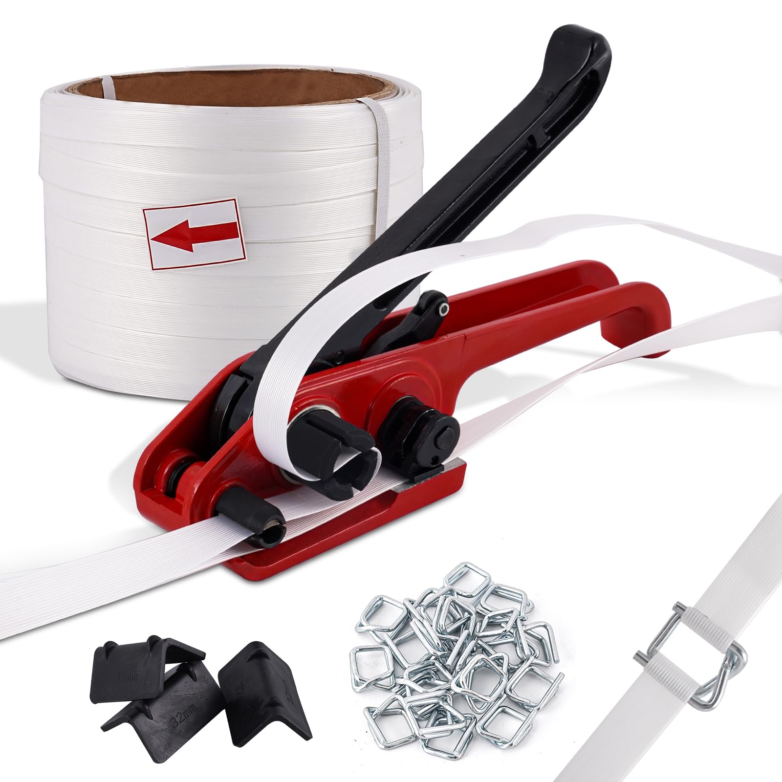 BAOSHISHAN 手動バンド結束機 バンド引締機 手動梱包機 ポリエステル繊維バンド結束機 引締切断2in1 幅13-19mmバンド用 幅1