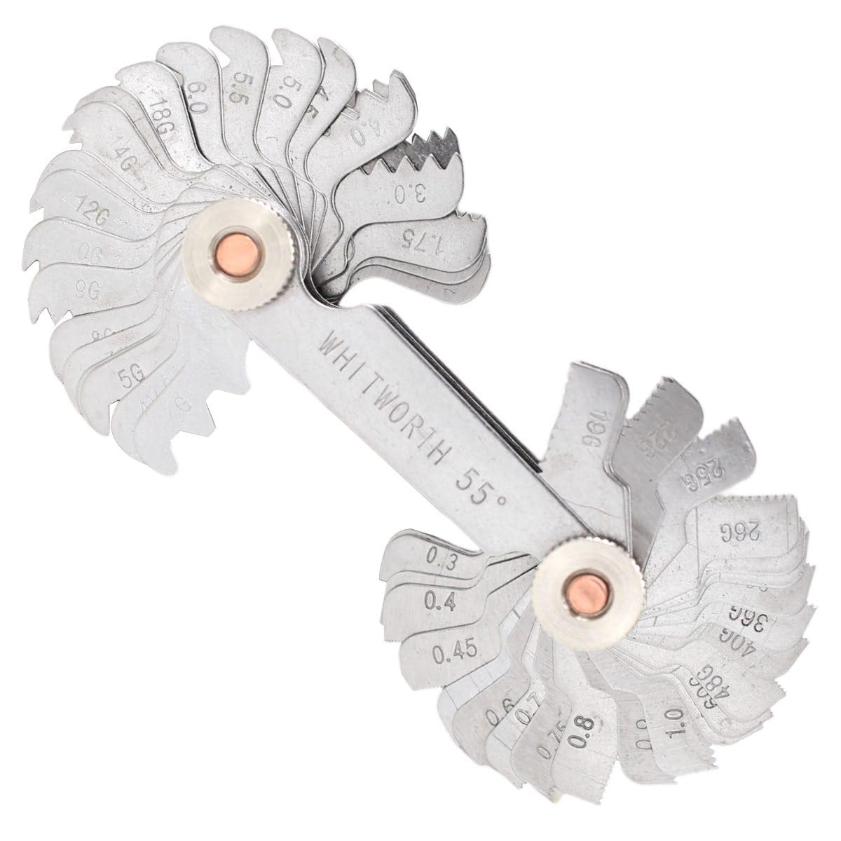 winova 52枚組ピッチゲージ 60°ミリ24枚と55°インチ28枚 ネジ山の測定に適した炭素鋼製