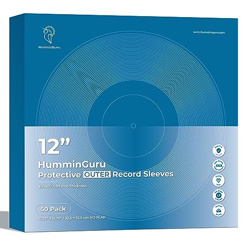 HumminGuru ハミングル レコード LP 外袋 厚み0.18 MM レコード カバー 50枚 な高密度ポリプロピレンHDPP 酸フリー素
