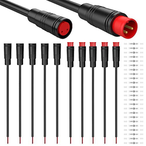Xiatiaosann 5組 防水 Julet 2ピン コネクター Ebike 延長ケーブル - 20cm メス&オス プラグワイヤー ..