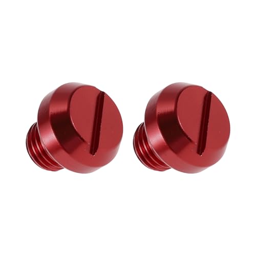 A ABSOPRO オートバイミラーホールプラグ 左手 M10x1.25 オートバイリアビューミラースクリュー 赤 2 個