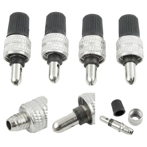 虫ゴム不要の自転車バルブ 4個セット 黒キャップ付き | 自転車パーツ | 簡単交換・長寿命・空気入れ楽..