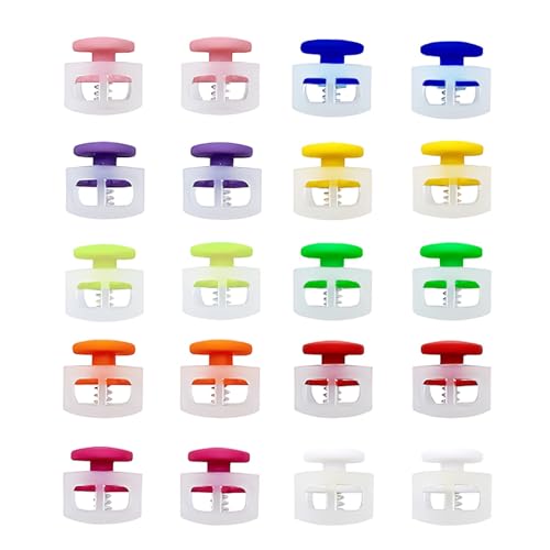KDSSYFT スプリングコードストッパー 2穴 20個セット プラスチック 軽量 可愛い カラフル コードストッ..