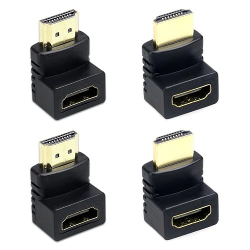 HDMI変換アダプタ コネクタ L型 90度+270度 4個セット HDMIオスtoメス HDMI 中継 接続 延長 アダプタ 向き変更 HDM