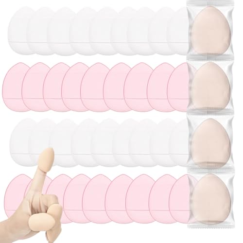 YOYOSOFT クッションファンデ パフ 指パフ メーク 使い捨て 個包装 ファンデーション スポンジ 40個しずく型 2色化粧用パフ メーク