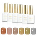 emigoro ジェルネイル カラージェル 6色セット セルフネイル 初心者用 シアーカラージェルネイル 10ml/本 UV・LED対応