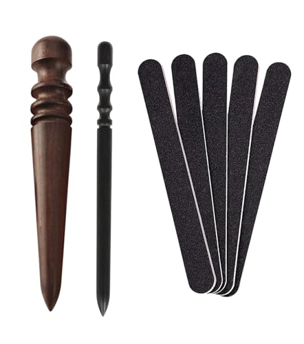 happykau コバ磨き 黒檀製 2個セット レザークラフト 工具 レザースティック ヘリ磨き 革磨き 専用 工具 仕上げ 檀木 革手芸 革細