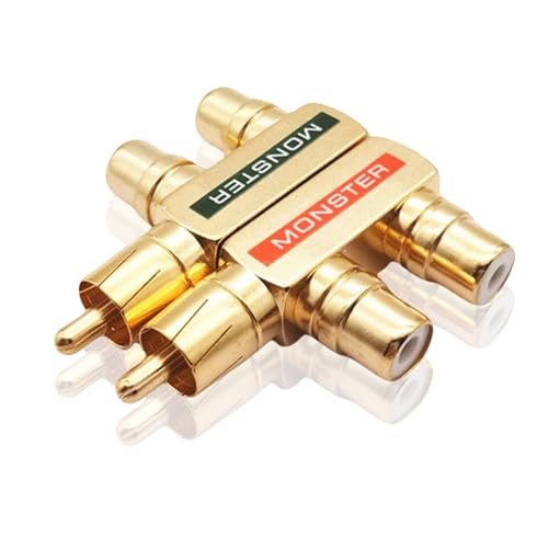 RCA分配器 分配 2個セット 金メッキ アダプタ オス メス RCA 分岐 変換 F型 1出力2分配 RCAケーブル 1オス2メス 直角アダプ