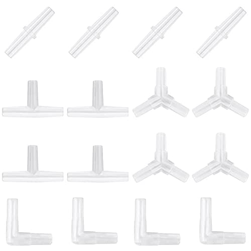 サムコス エアーチューブコネクター 16個セット ホワイト L型 I型 Y型 T型 4種類 分岐や延長用 継手 水管継手 水族館エアチューブ分岐