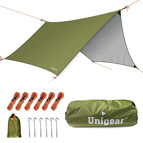 Rakuten - Unigear 防水タープ ヘキサ 紫外線対策 UVカット 撥水加工 軽量 遮熱性 収納ケース付き 持ち運び便利