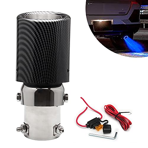 VEHSUN マフラーカッター LED 軽自動車 下向き カーボン調 向き 調整可能 ライト付き 排気 パイプ 発光..