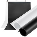 Meking 撮影用 PVC 背景布 100cm x200cm バックペーパー 人物撮影 商品撮影 ホワイト+ブラック 2色セット 撮影シート