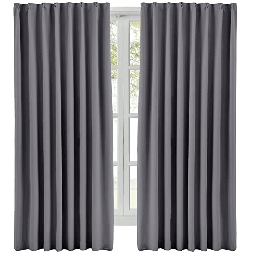 Hansleep カーテン 1級遮光 幅100cm×丈185cm 2枚組 グレー 断熱 防寒 防音 省エネ 厚手 無地 おしゃれ 洗える 寝室