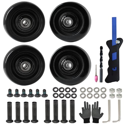スーツケースキャスター交換キット 4個セット 車輪補修キット 静音PUタイヤ交換 ベアリング付き 荷重50..