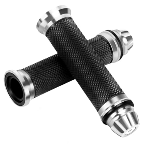 バイク グリップ 左右セット アルミ バーエンド 22.2mm カスタム バイク クリップ 汎用 シルバー