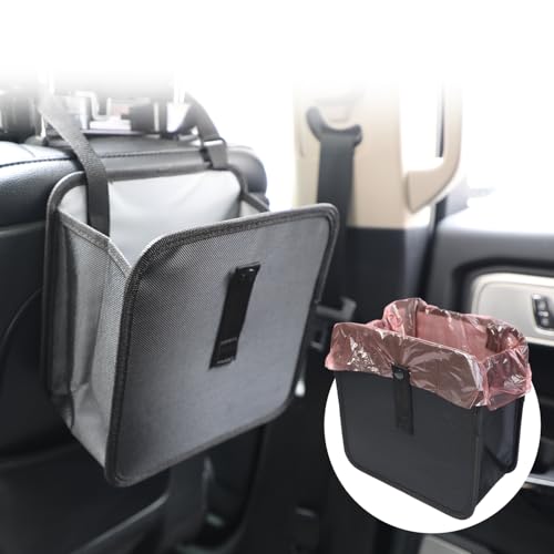 車用ゴミ箱 折りたたみ式 防水 大容量 車載収納バッグ 取り付け簡単 ヘッドレスト固定可 ゴミ袋固定ボ..