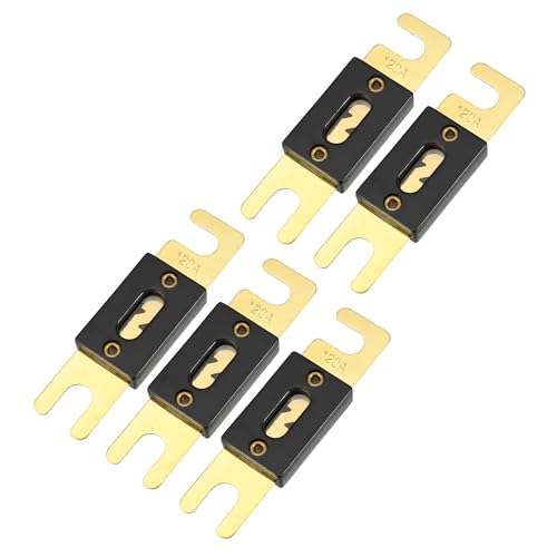 Hihaha ミニANLヒューズ120A / カーオーディオCDヒューズ/耐久性 プラスチックと金属 / 5個セット 金 黒