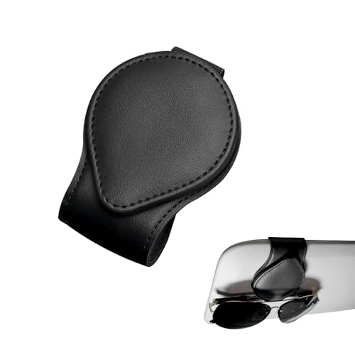 JetWave サングラスホルダー 車用 眼鏡クリップ 収納＆保護 レザー素材 簡単取付 スペース節約 車載ア..