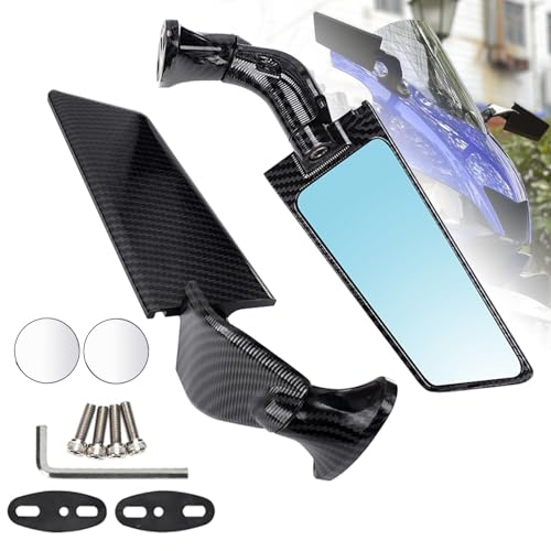 RACEAST バイクのリアビューミラー固定翼バックミラーアンチグレアガラス調整可能な競技ウイングミラーけする適しています対応車種 NINJA