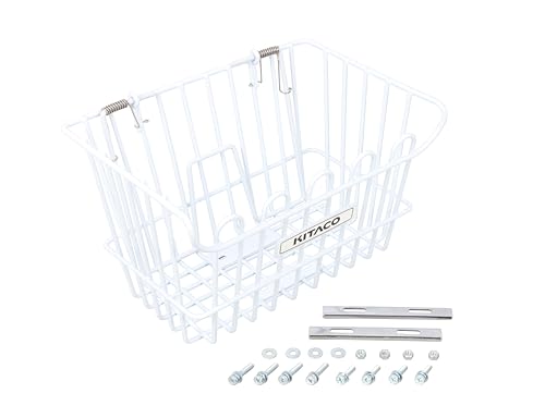 キタコKITACO フロントバスケット K-TOUR ホワイト 汎用 スチール製 バネ式荷物押さえバー装備 80-688-..