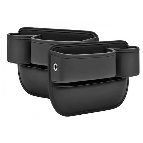 Poxvalzor カーシート隙間収納ボックス カー用品 シートサイドポケット PU皮革 大容量 ドリンクホルダー 付き 便利グッズ 車内 充電