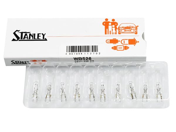 スタンレー電気STANLEY ウェッジベース電球 T5 24V 1.8W 10個入 WB526 クリア 補修 交換 ライト バルブ