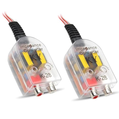 ハイローコンバーター 車用 2個セット カーサブウーファー対応 ハイ→ロー周波数オーディオ変換器 CDプレーヤー配線出力 スピーカー出力→RCA
